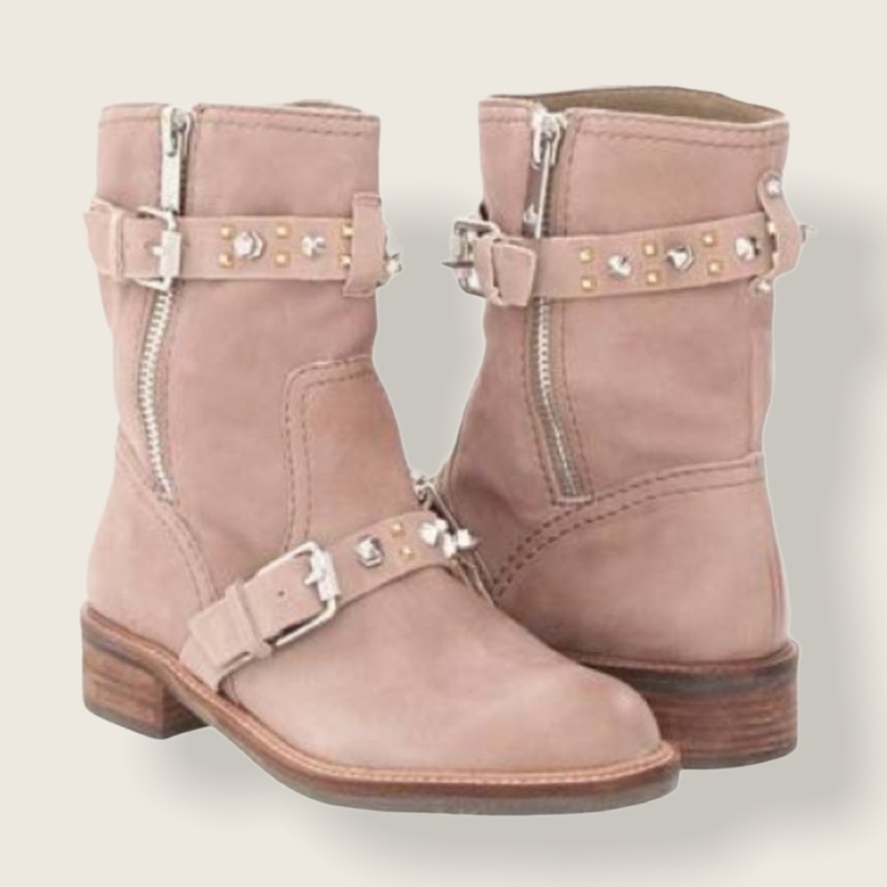 Sam Edelman Adele Moto Biker Ankle Booties Tan 9.5